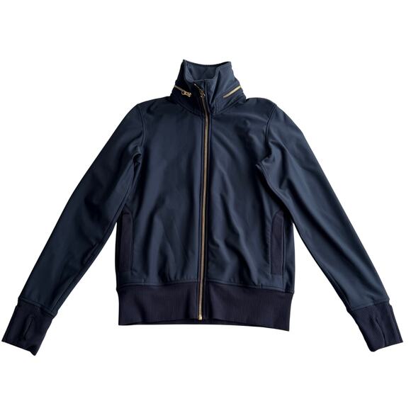 Lululemon Lab Stand Up Collar Zip Away Hood Navy Track Jacket sz 6 - Picture 1 of 9